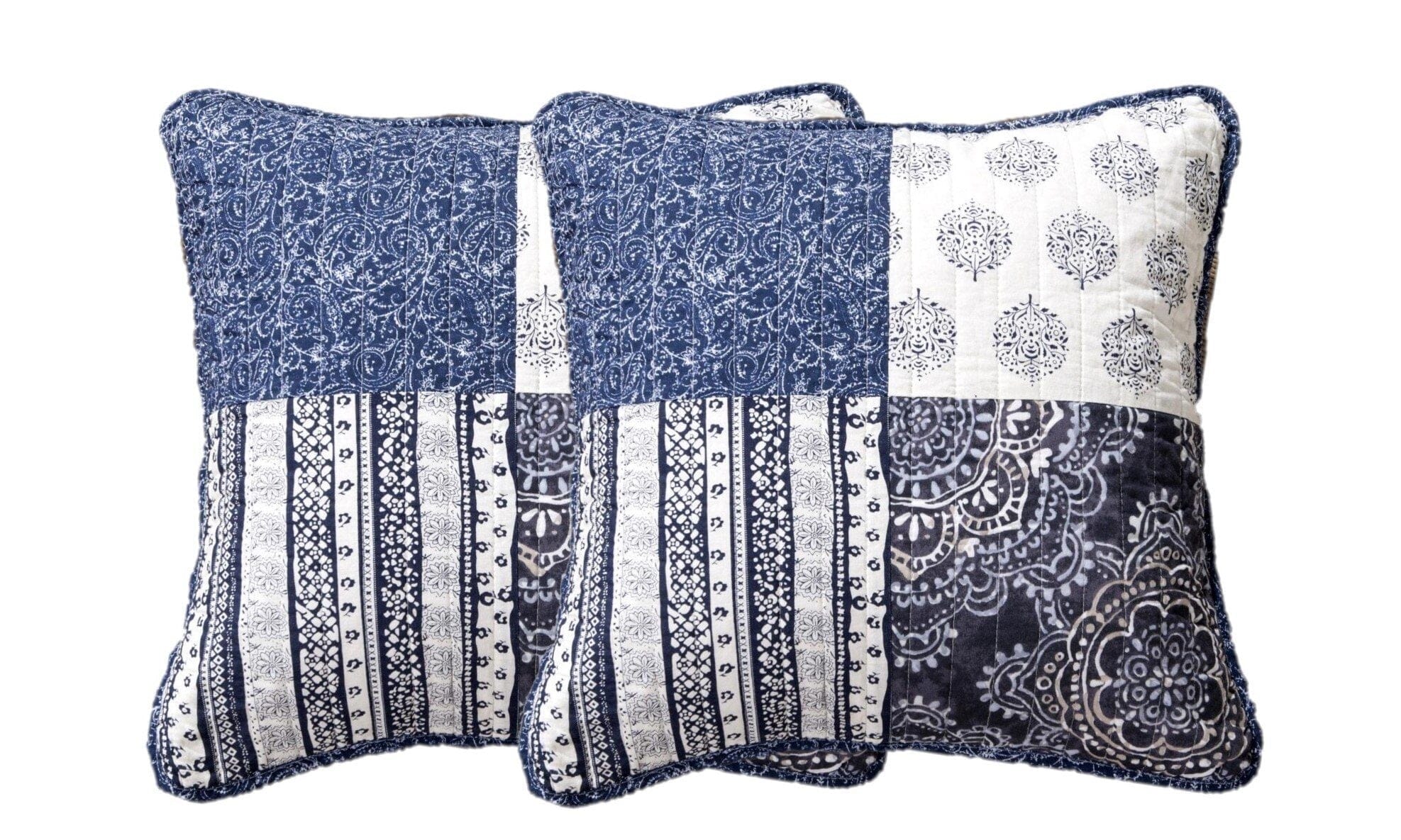 "Bohemian Denim Blue Elegance Throw Pillow Covers - 18¡± x 18"""