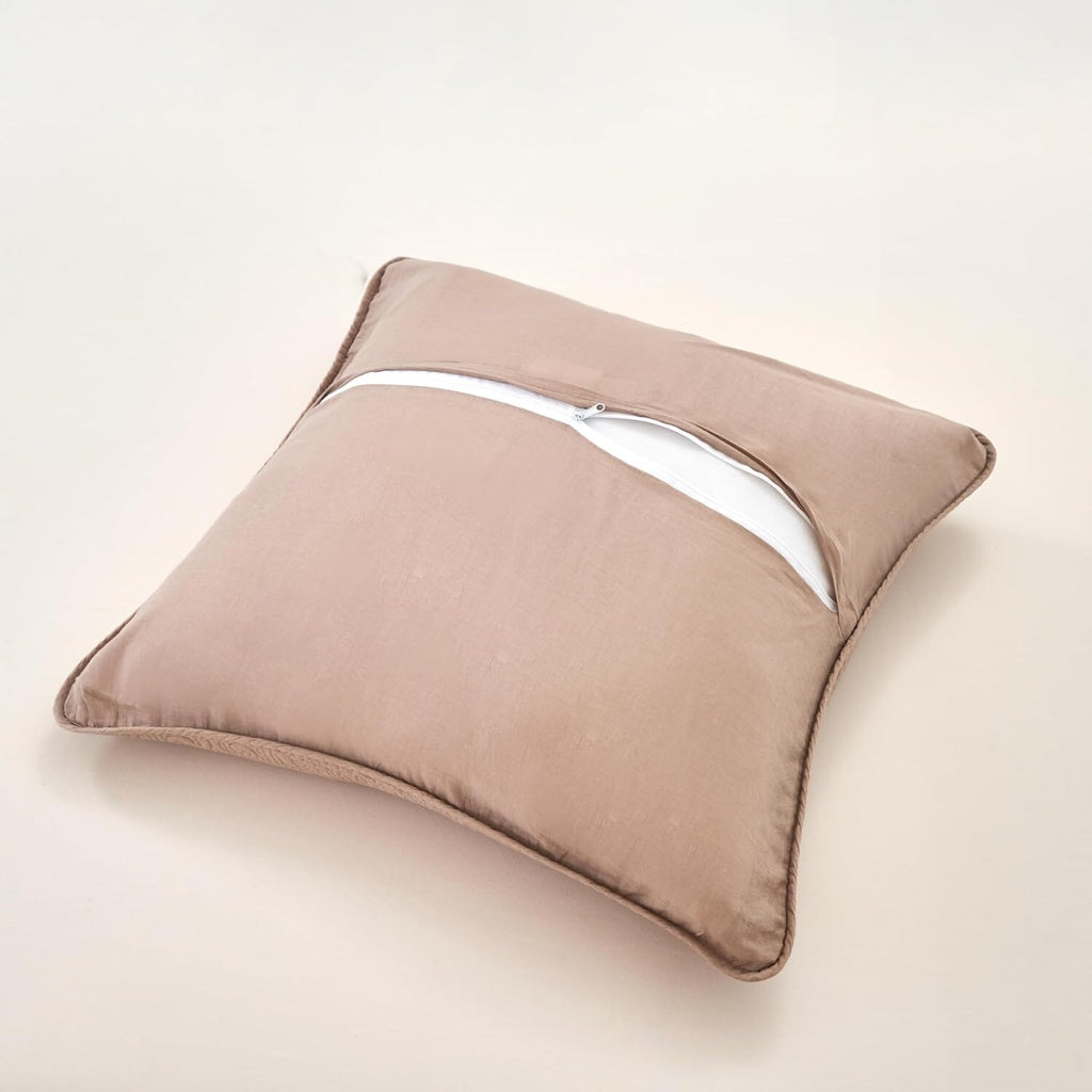"Sandy Beige Taupe Square Throw Pillow Covers, 18"" x 18"""
