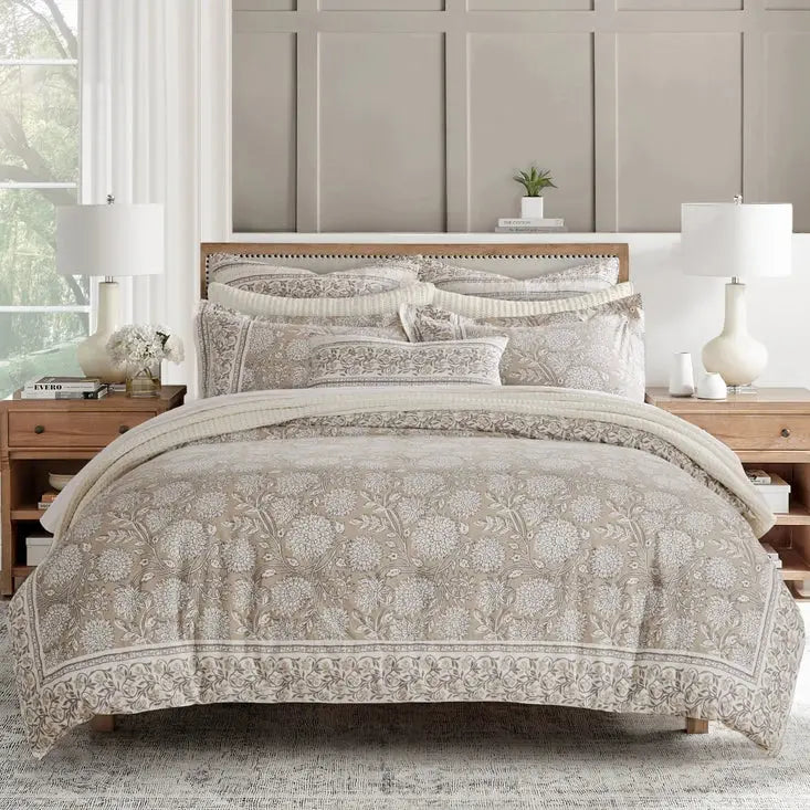 Adare Coastal Floral Comforter Set - Taupe