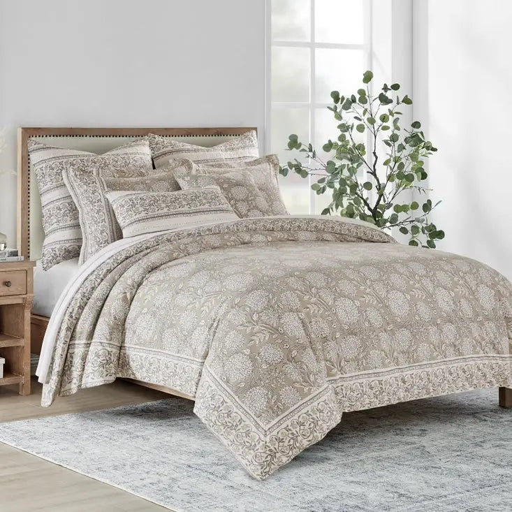 Adare Coastal Floral Comforter Set - Taupe