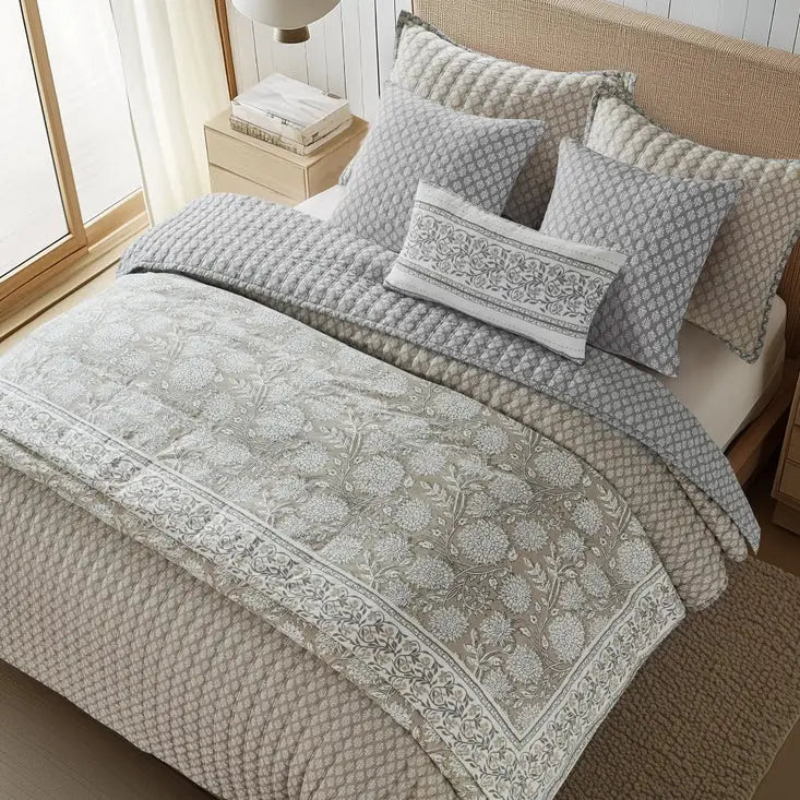 Adare Coastal Floral Comforter Set - Taupe