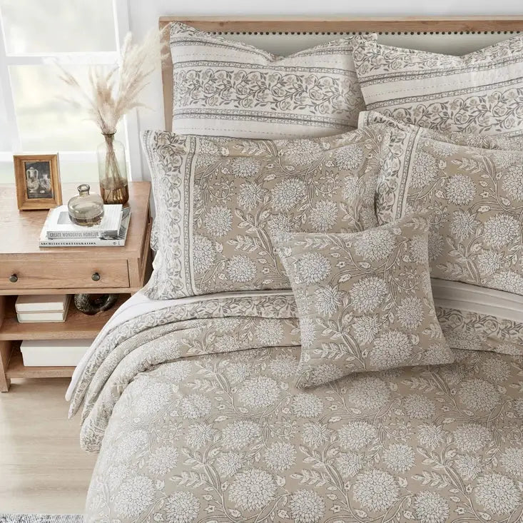 Adare Coastal Floral Comforter Set - Taupe