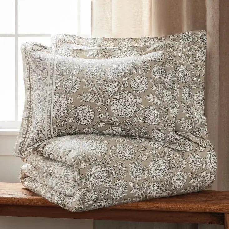 Adare Coastal Floral Comforter Set - Taupe