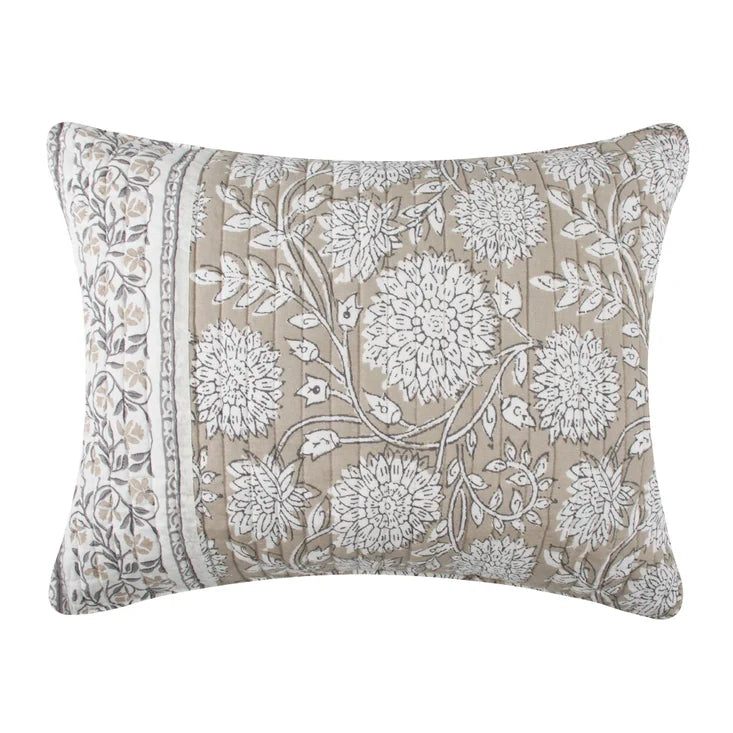 Adare Coastal Floral Quilt Set - Taupe