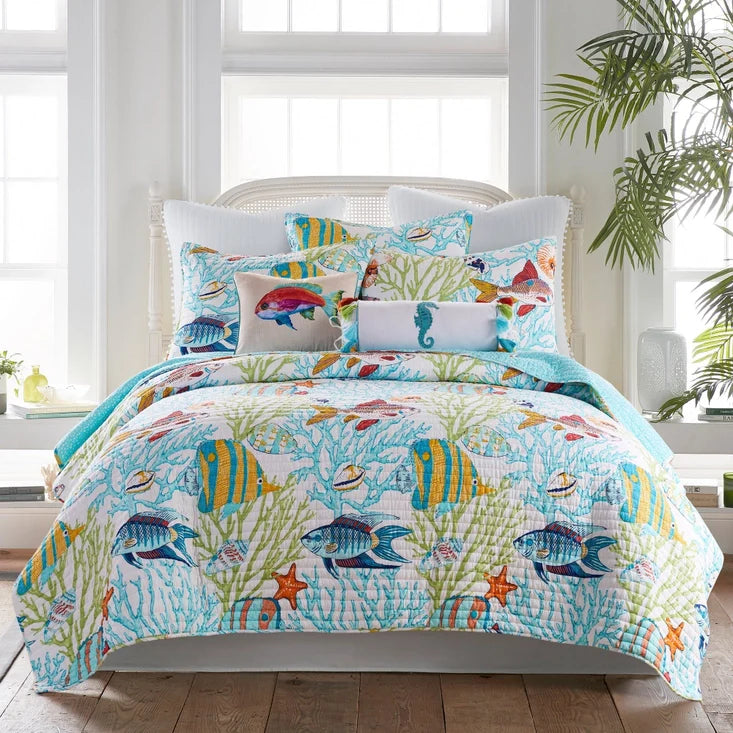 Beachwalk Cotton Quilt Set - Fish Themed Quilts