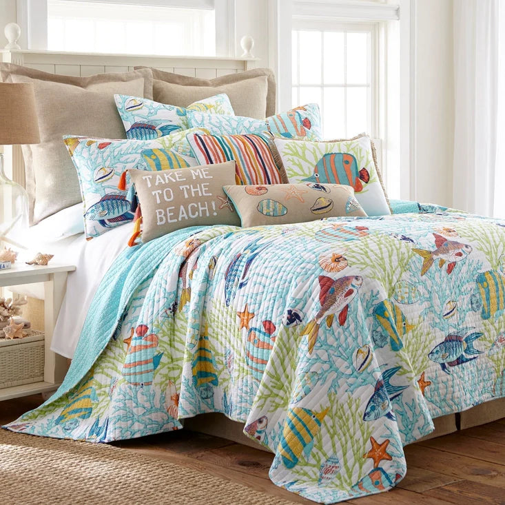 Beachwalk Cotton Quilt Set - Fish Themed Quilts