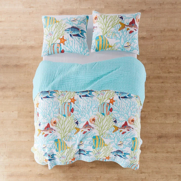 Beachwalk Cotton Quilt Set - Fish Themed Quilts