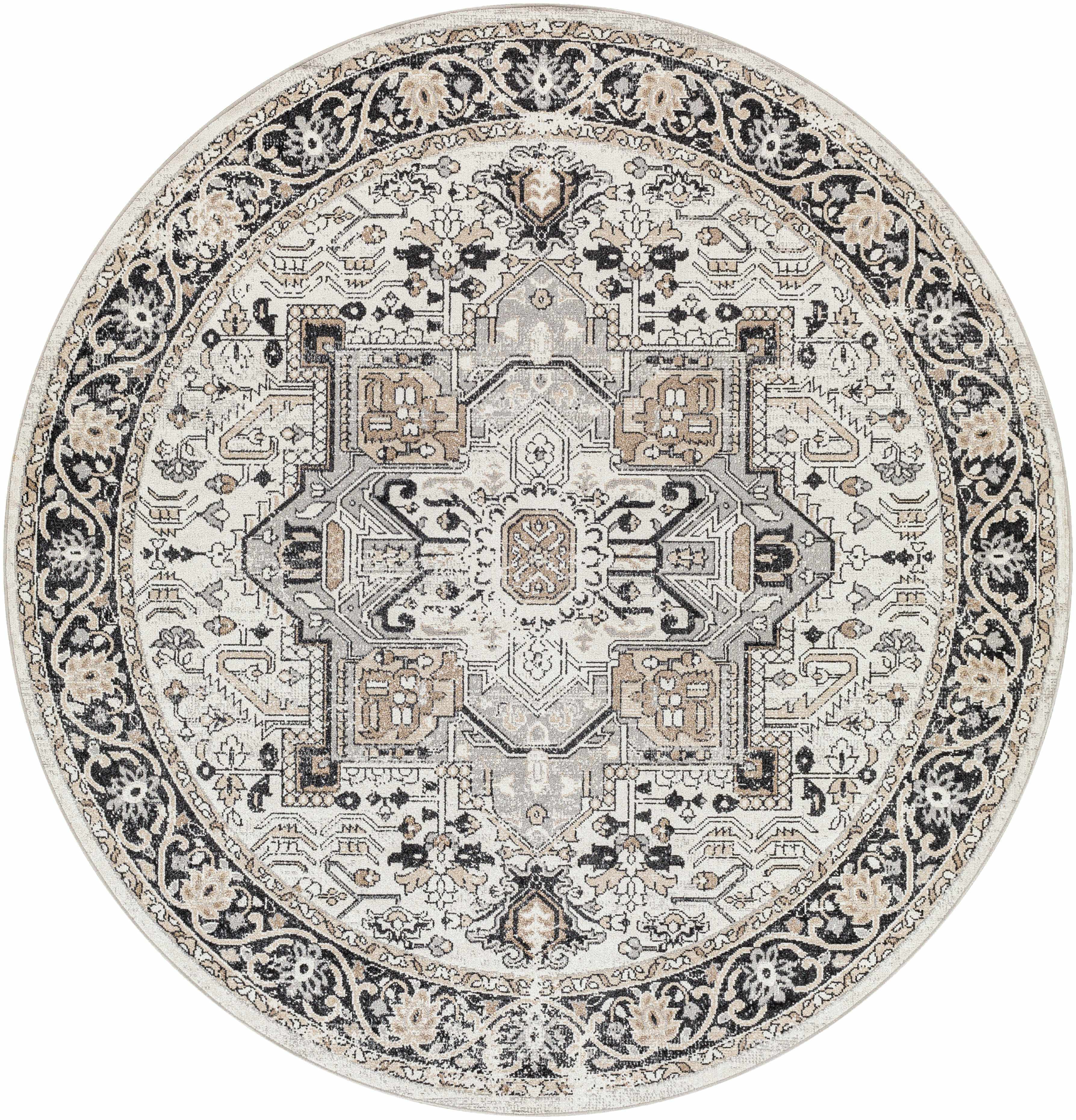Cabacungan Washable Rug - Easy Clean by Hauteloom in a round shape. Perfect for adding symmetry to entryways or under round tables.