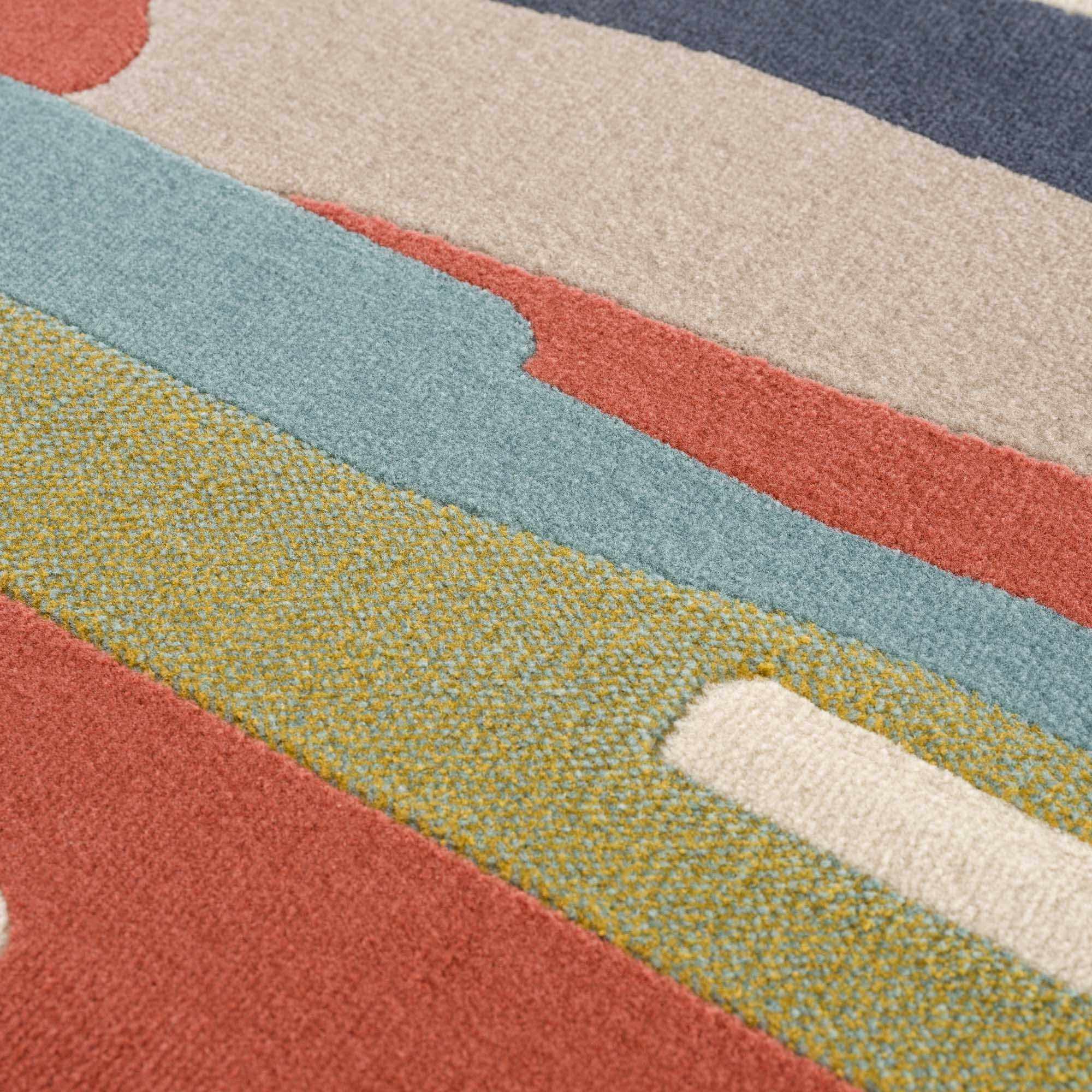 Close-up texture of Southfields Colorful Modern Area Carpet showing intricate weave and vibrant color detailing.