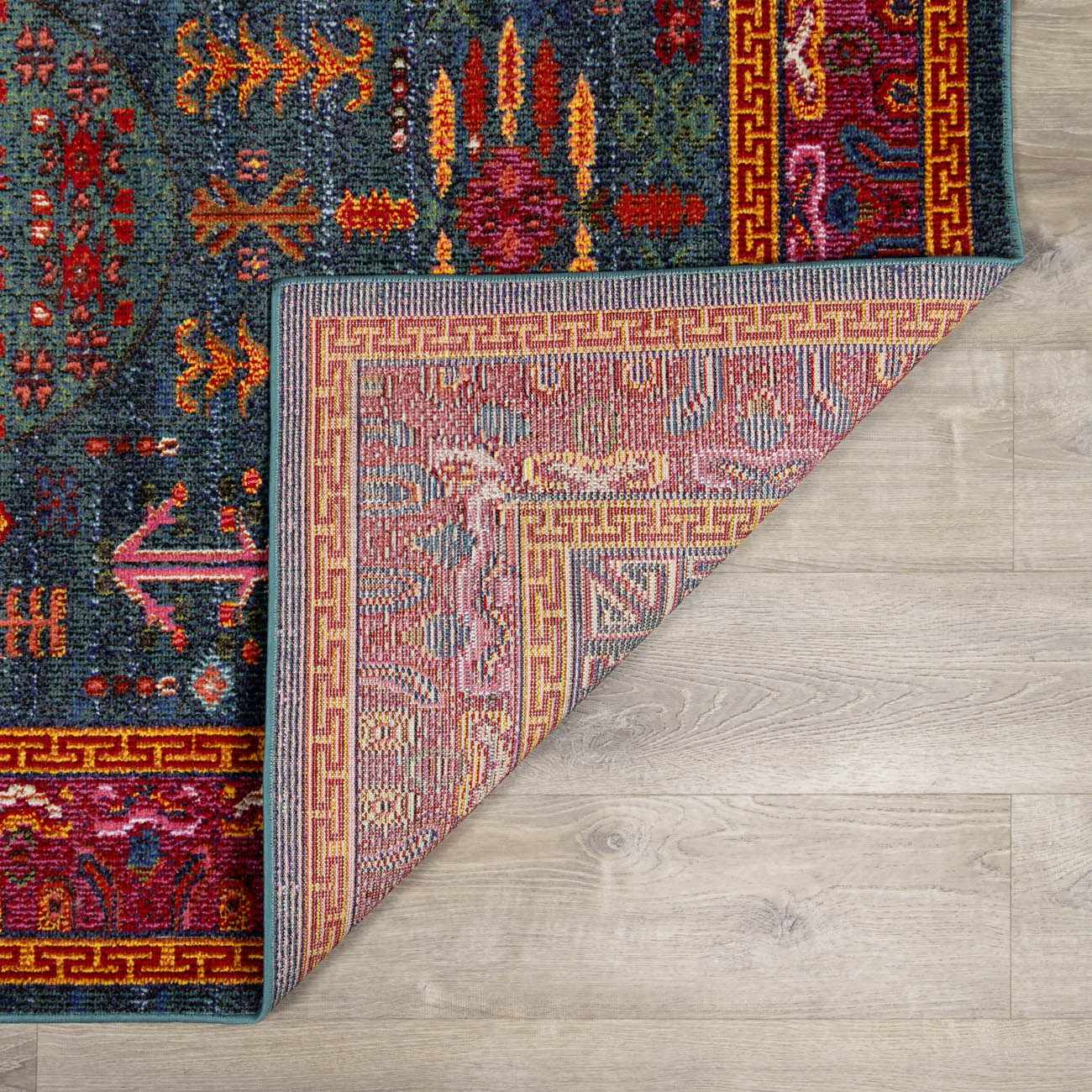 "Cleveland Colorful Traditional Area Rug - Teal, Aqua, Navy"