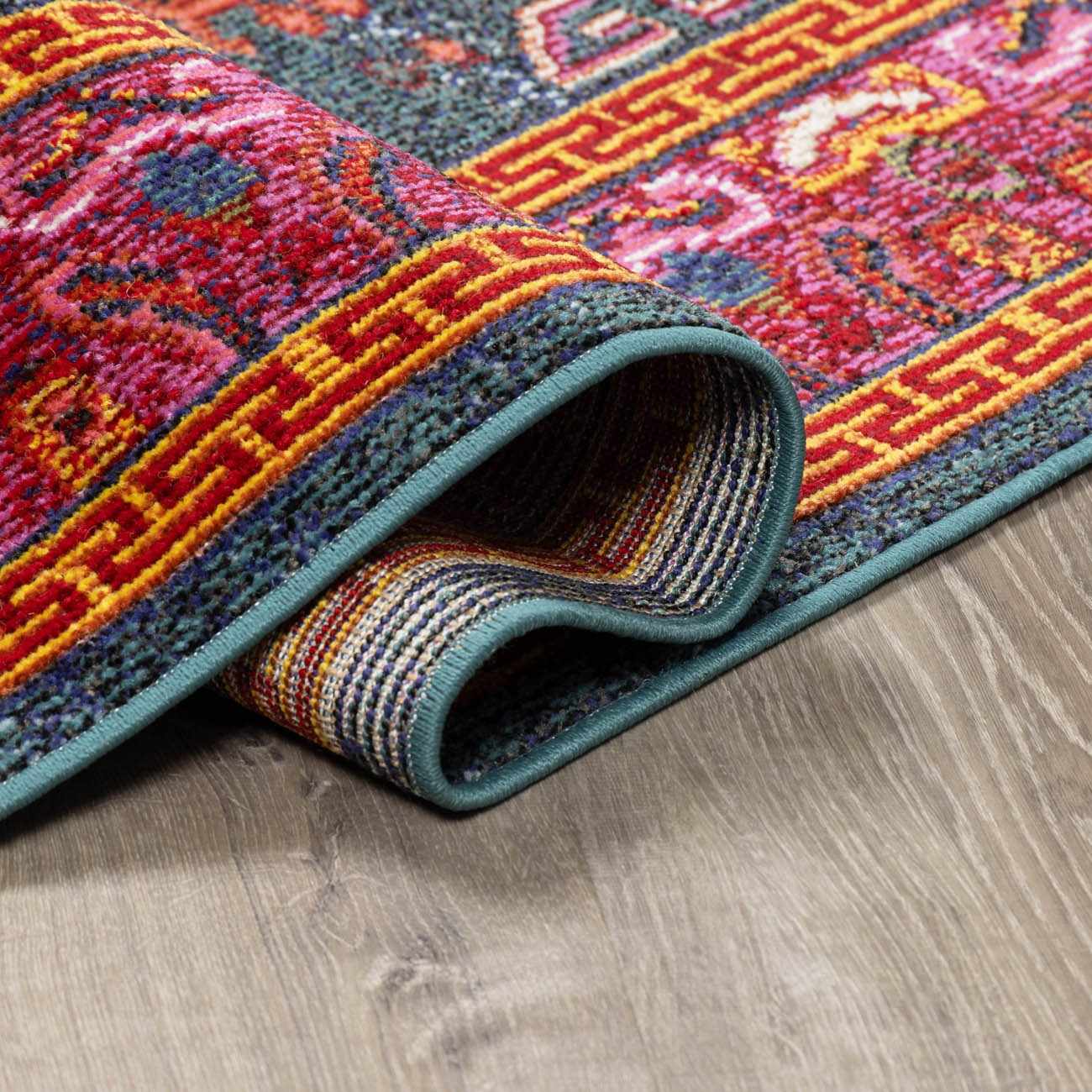 "Cleveland Colorful Traditional Area Rug - Teal, Aqua, Navy"