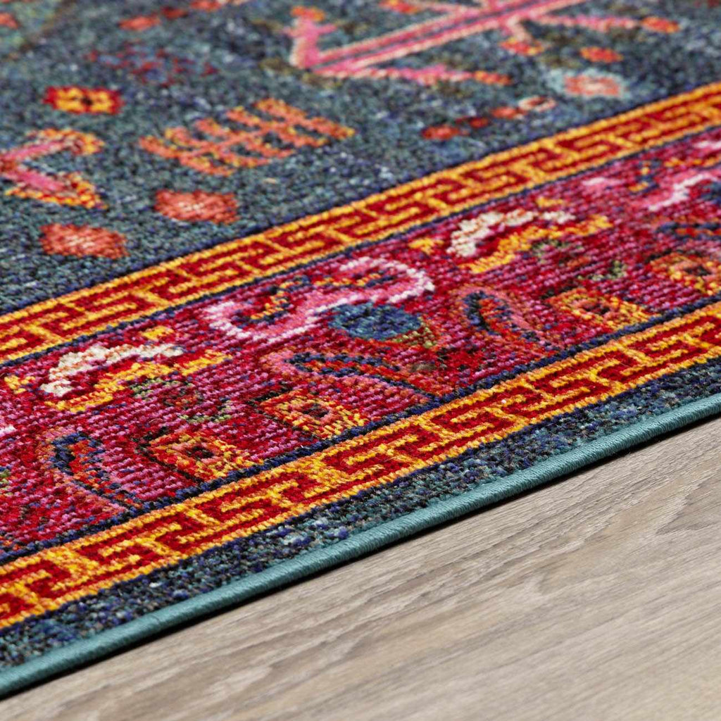 "Cleveland Colorful Traditional Area Rug - Teal, Aqua, Navy"