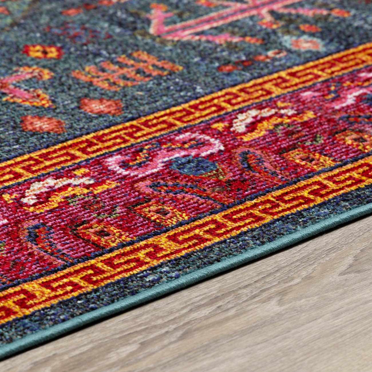 "Cleveland Colorful Traditional Area Rug - Teal, Aqua, Navy"