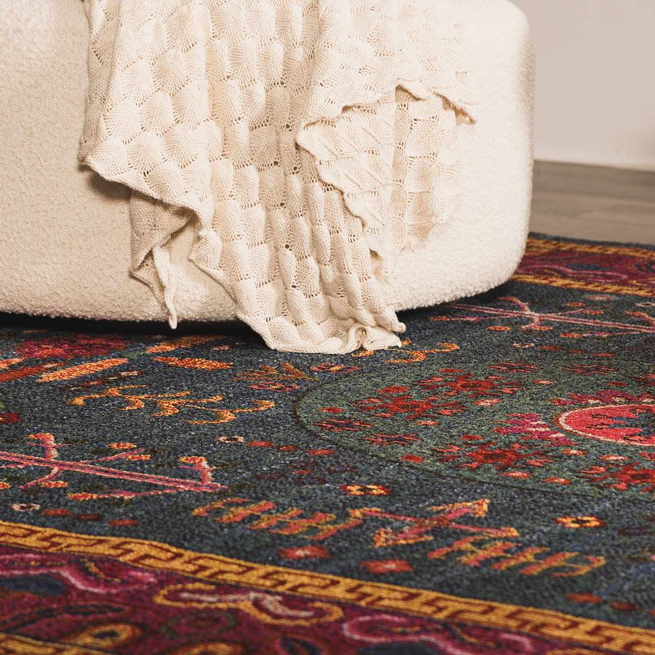 "Cleveland Colorful Traditional Area Rug - Teal, Aqua, Navy"