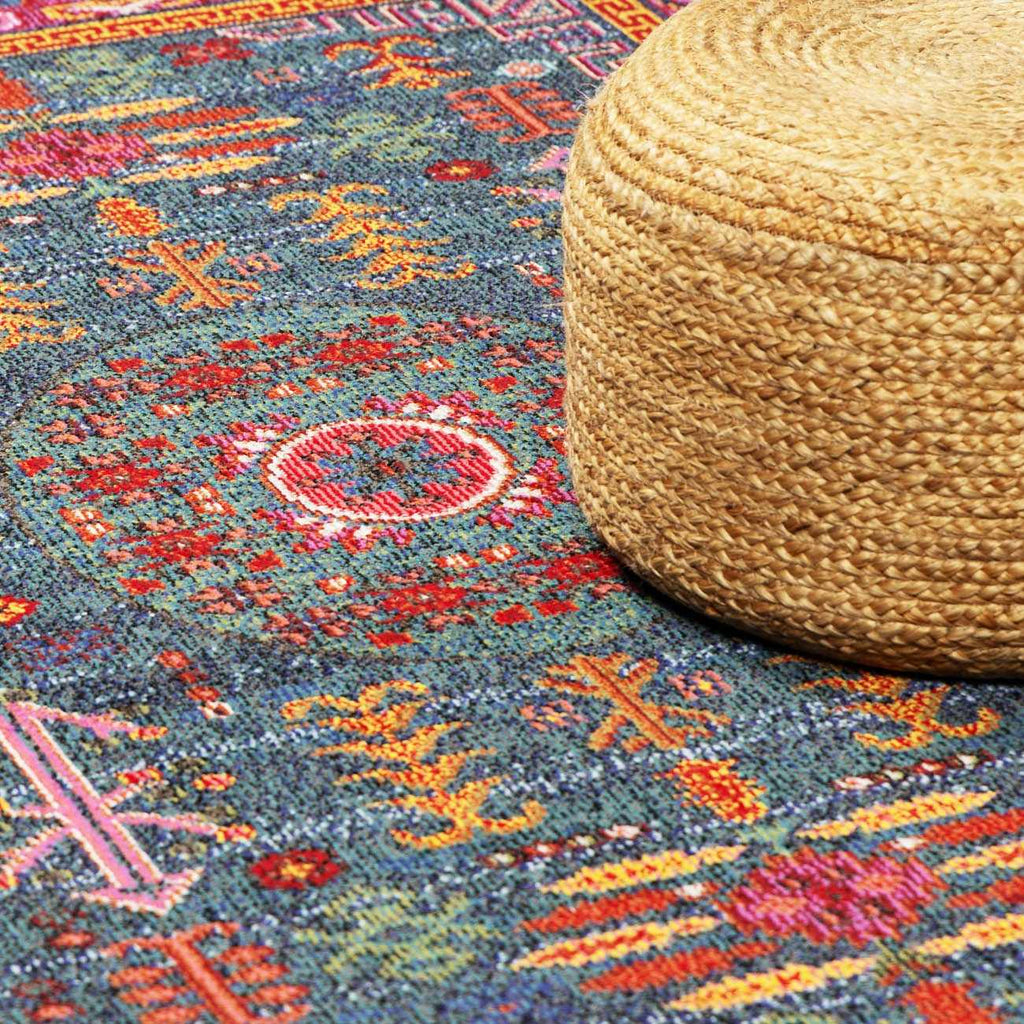 "Cleveland Colorful Traditional Area Rug - Teal, Aqua, Navy"