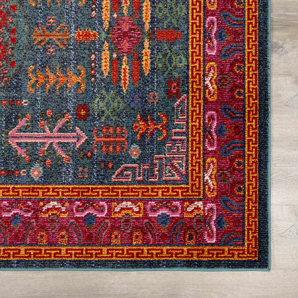 "Cleveland Colorful Traditional Area Rug - Teal, Aqua, Navy"