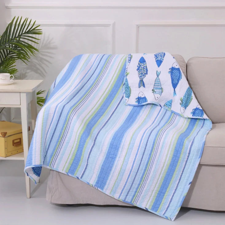 Catalina Quilted Throw Blanket - Nautical Themed Throw Blankets