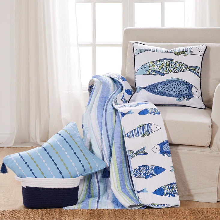 Catalina Quilted Throw Blanket - Nautical Themed Throw Blankets