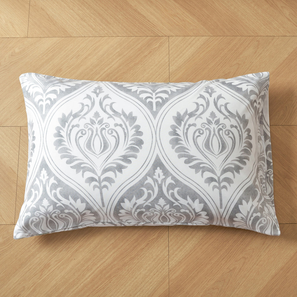 Dreamy Moon Sky Ogee Damask Heather Gray White Pillowcases