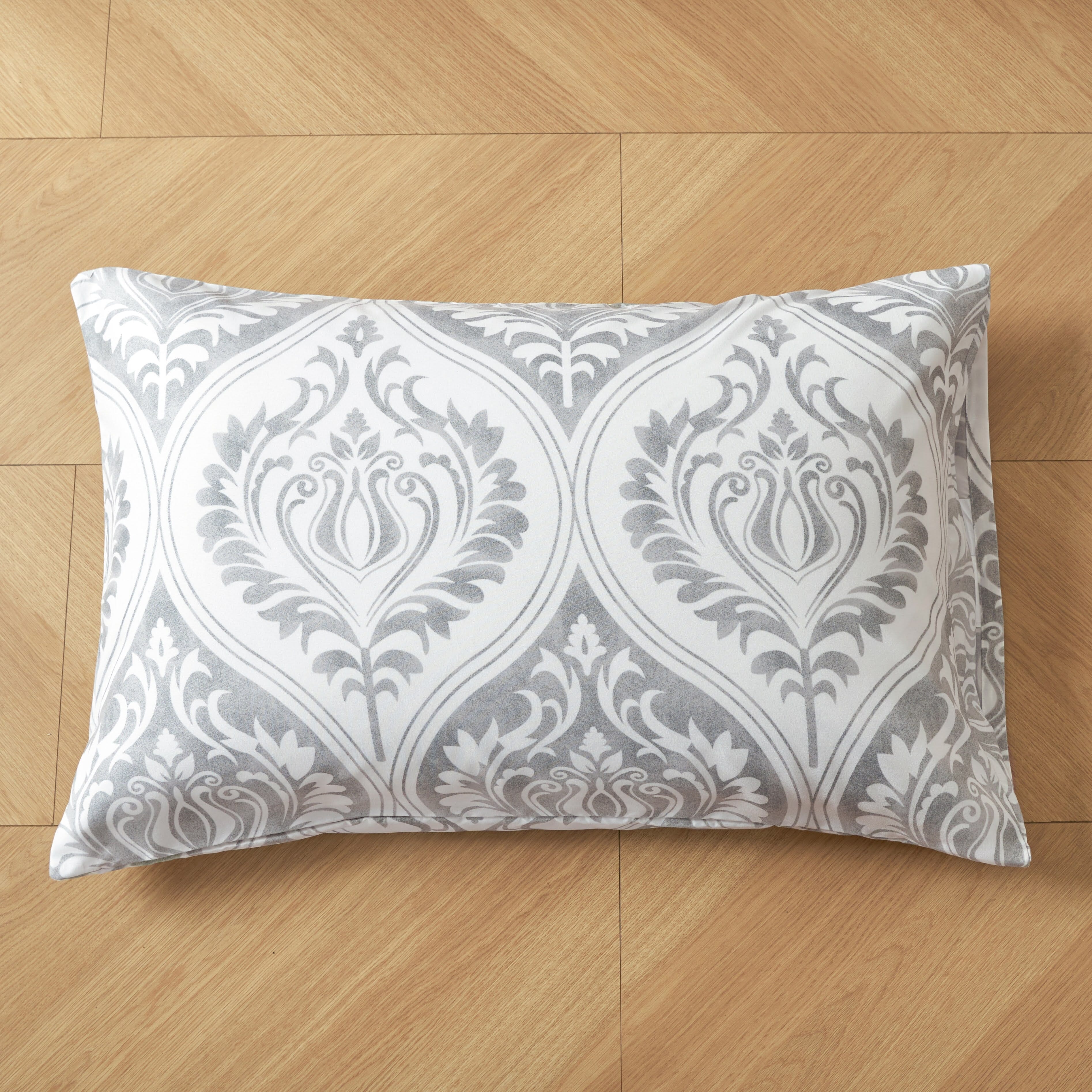 Dreamy Moon Sky Ogee Damask Heather Gray White Pillowcases
