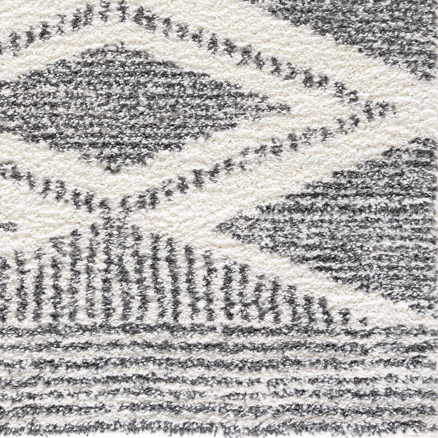 "Close-up of Trunding Plush Area Rug's diamond pattern and plush pile, crafted from durable polypropylene in Turkey."