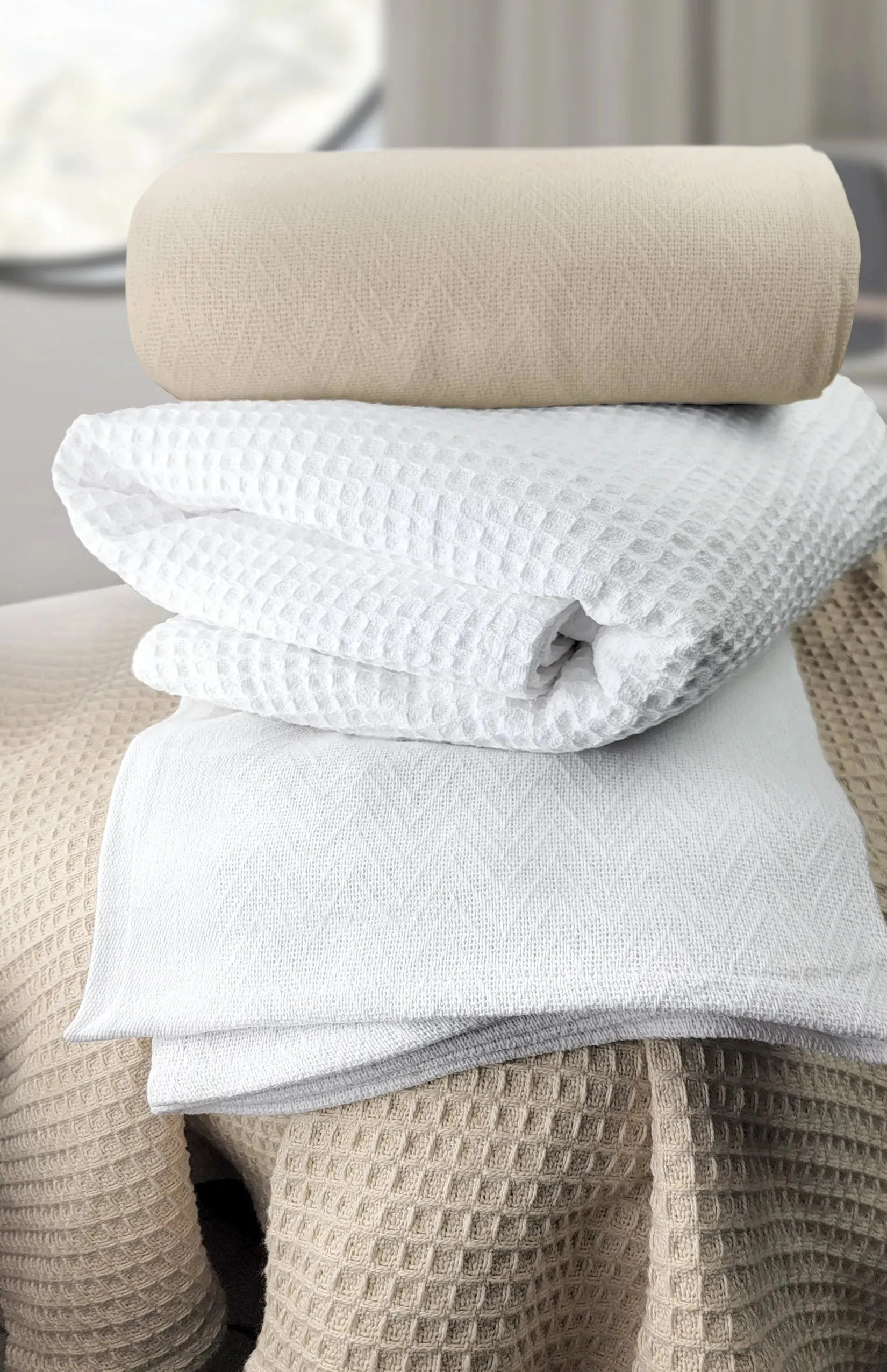 Cotton Herringbone & Honeycomb Weave All Season Blanket 2 PK by Rifz Textiles Inc