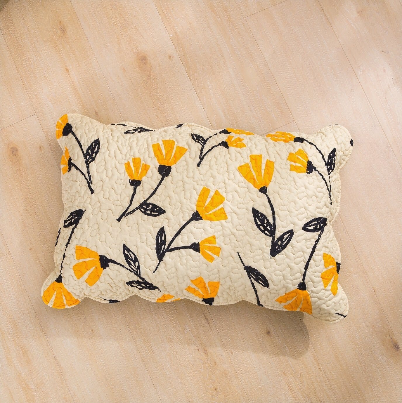 DaDa Bed in a Bag Bundle Set - Yellow Fleur Botanical Ivory Tan Floral Bedding Set (18112) by DaDa Bedding Collection