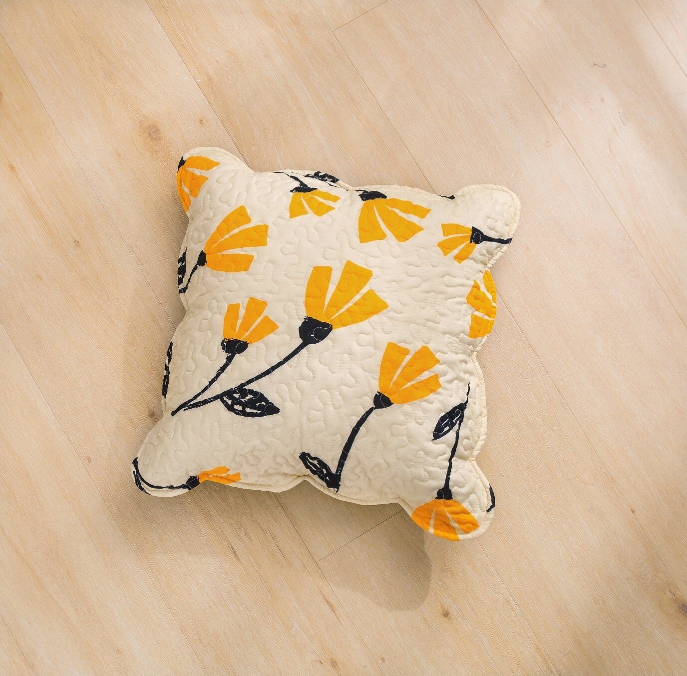 DaDa Bed in a Bag Bundle Set - Yellow Fleur Botanical Ivory Tan Floral Bedding Set (18112) by DaDa Bedding Collection