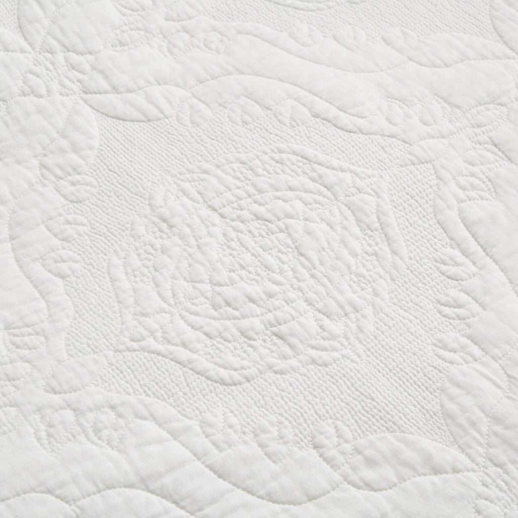 Vanilla Cream Ivory Paisley Damask Stitch Matelass¨¦ Cotton Quilt Set