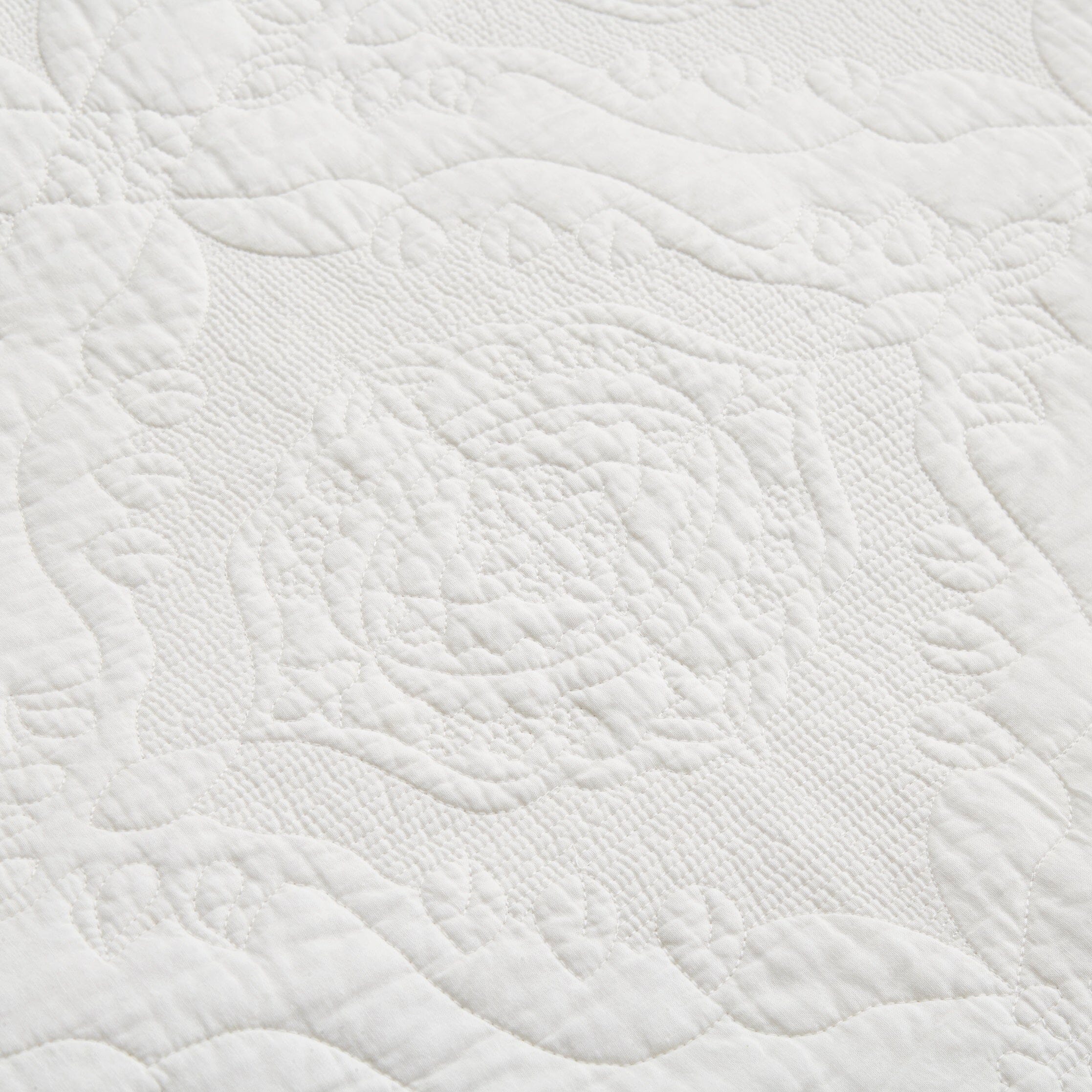 Vanilla Cream Ivory Paisley Damask Stitch Matelass¨¦ Cotton Quilt Set