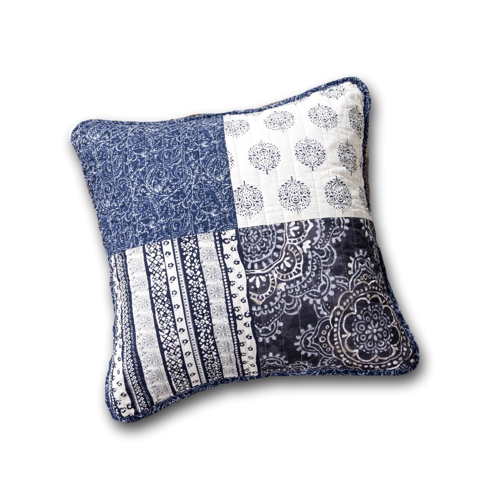 "Bohemian Denim Blue Elegance Throw Pillow Covers - 18¡± x 18"""
