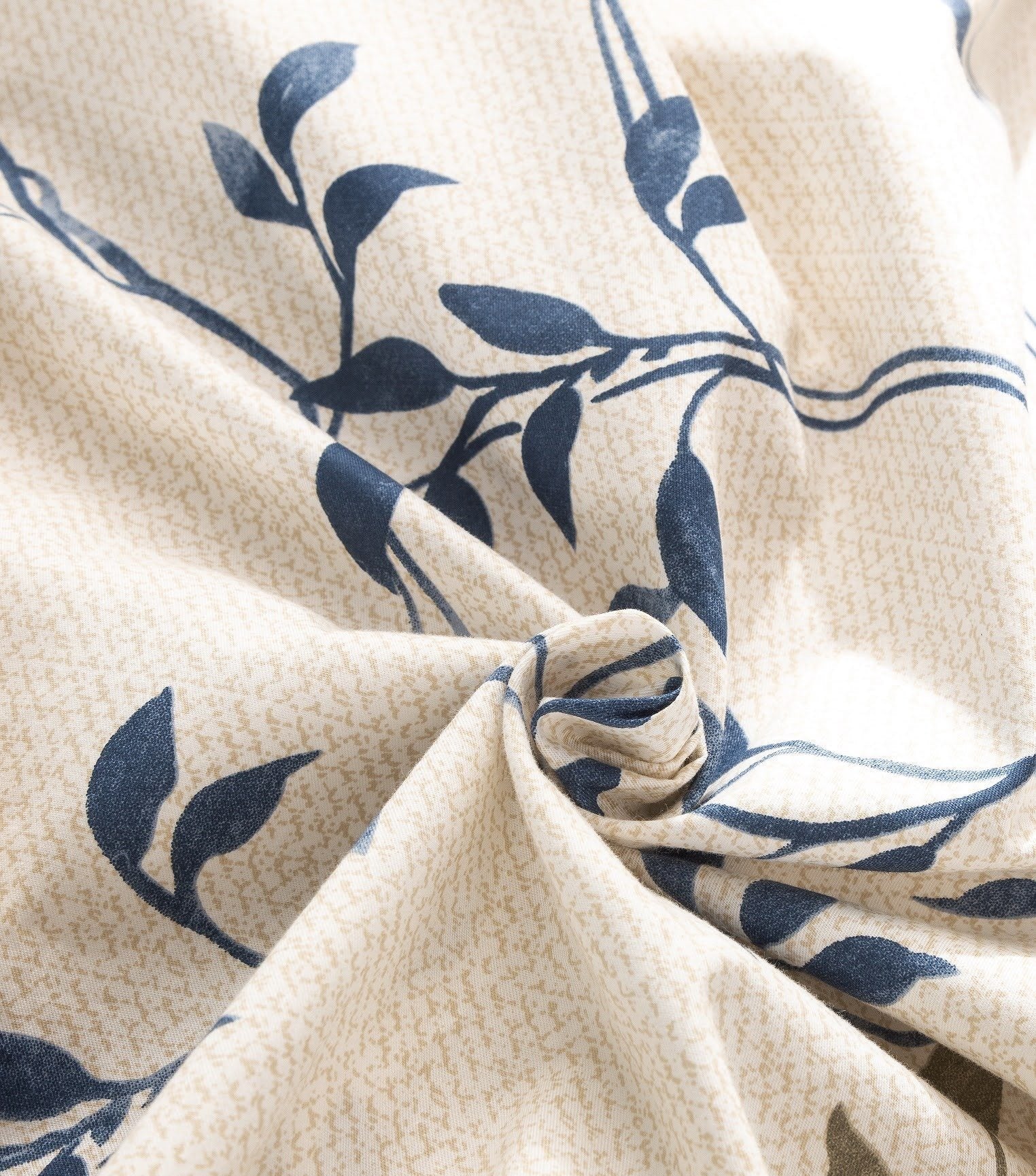 Poplin Cotton Elegant Leaf Vine Cream Beige Duvet Cover