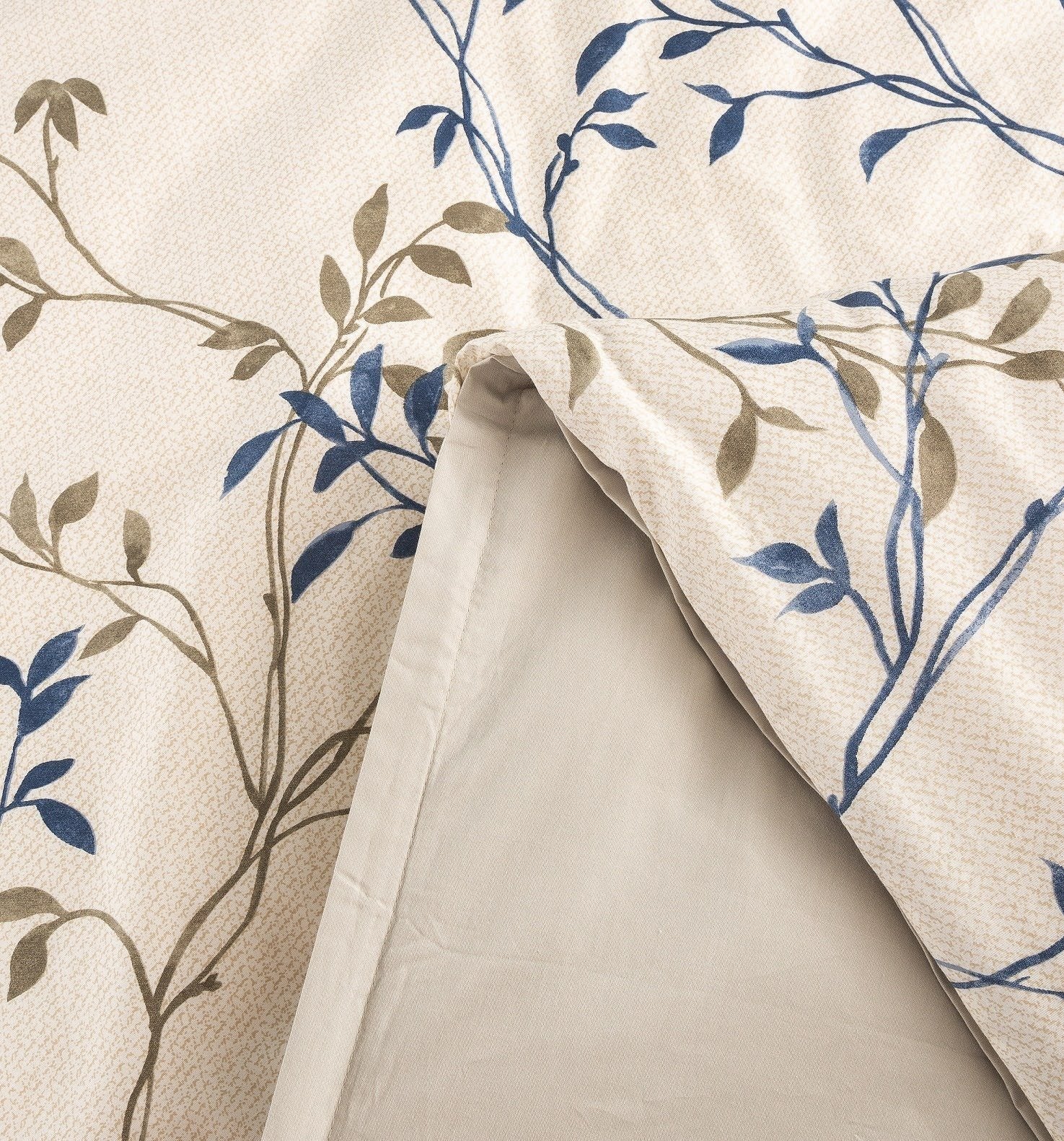 Poplin Cotton Elegant Leaf Vine Cream Beige Duvet Cover