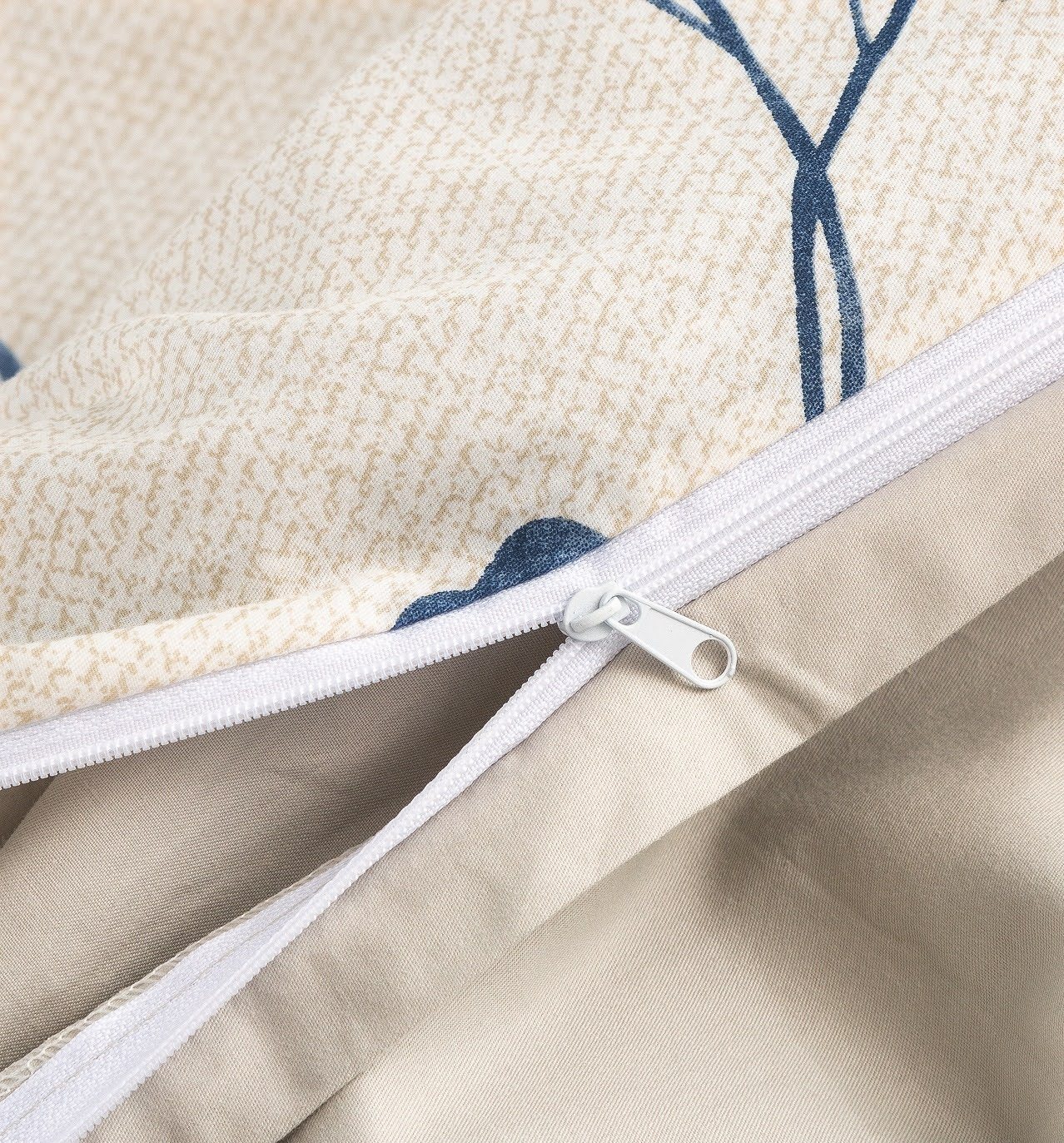 Poplin Cotton Elegant Leaf Vine Cream Beige Duvet Cover