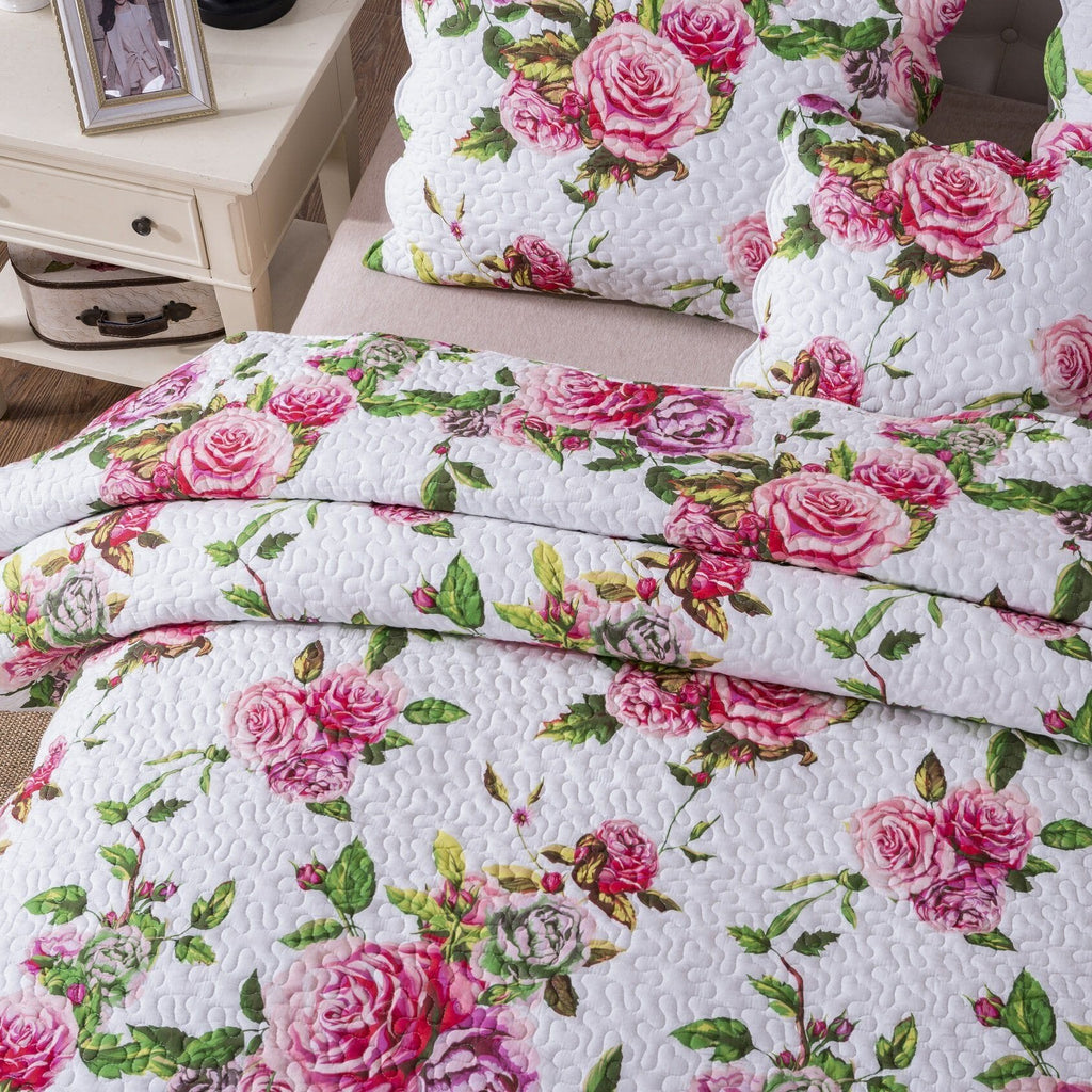 Bedding Bed in a Bag Bundle Set - Romantic Roses Lovely Blooming Floral Bedding Set