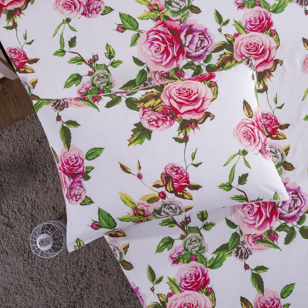 Bedding Bed in a Bag Bundle Set - Romantic Roses Lovely Blooming Floral Bedding Set