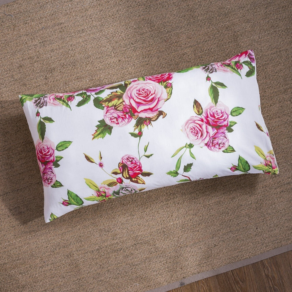 DaDa Bedding Romantic Roses Lovely Spring Pink Floral Garden Fitted & Flat Bed Sheet Set w/ Pillow Cases (JHW879) by DaDa Bedding Collection