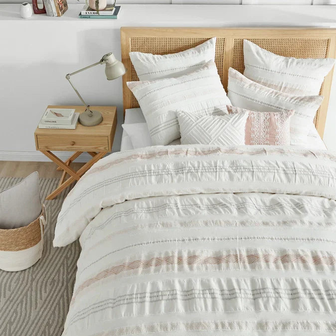 Pickford 100% Cotton Duvet Cover Set - Coastal Bedding Sets - Blush