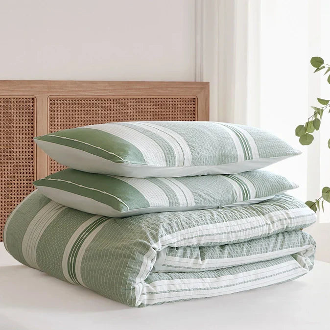 Pickford 100% Cotton Duvet Cover Set - Coastal Bedding Sets - Green