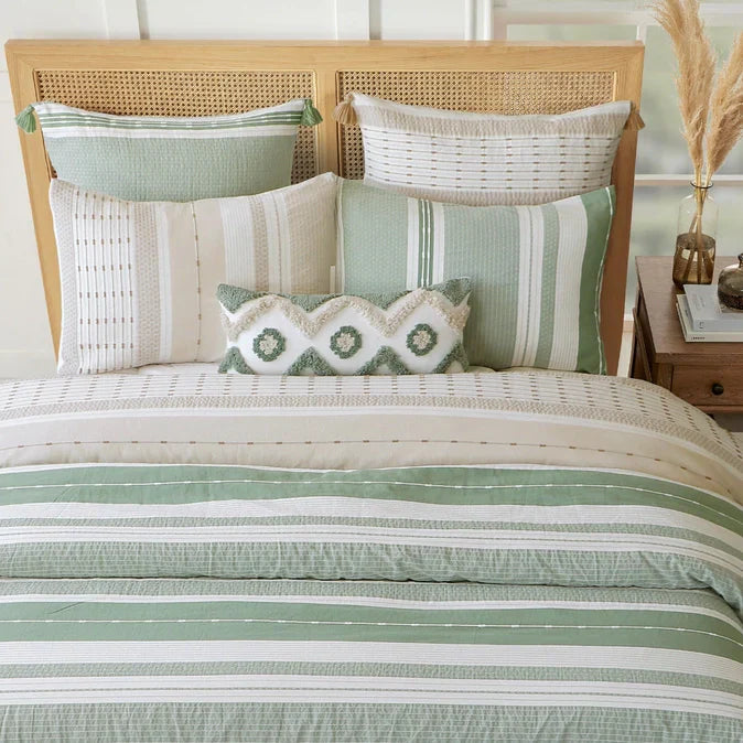 Pickford 100% Cotton Duvet Cover Set - Coastal Bedding Sets - Green