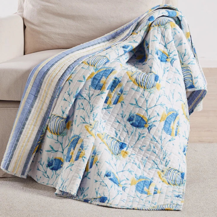 Tropical Sea Quilted Throw Blanket - Coastal Themed Throw Blankets
