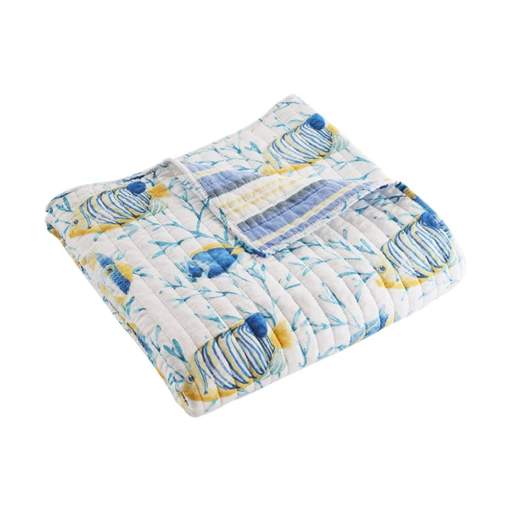 Tropical Sea Quilted Throw Blanket - Coastal Themed Throw Blankets