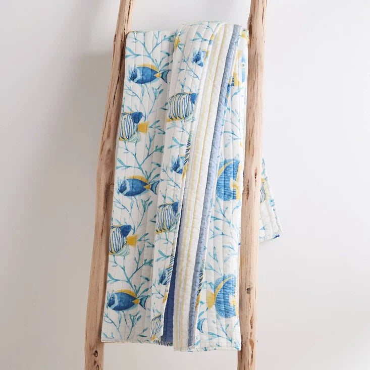 Tropical Sea Quilted Throw Blanket - Coastal Themed Throw Blankets