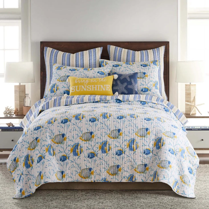 Tropical Sea Cotton Quilt Set - Fish Themed Quilts