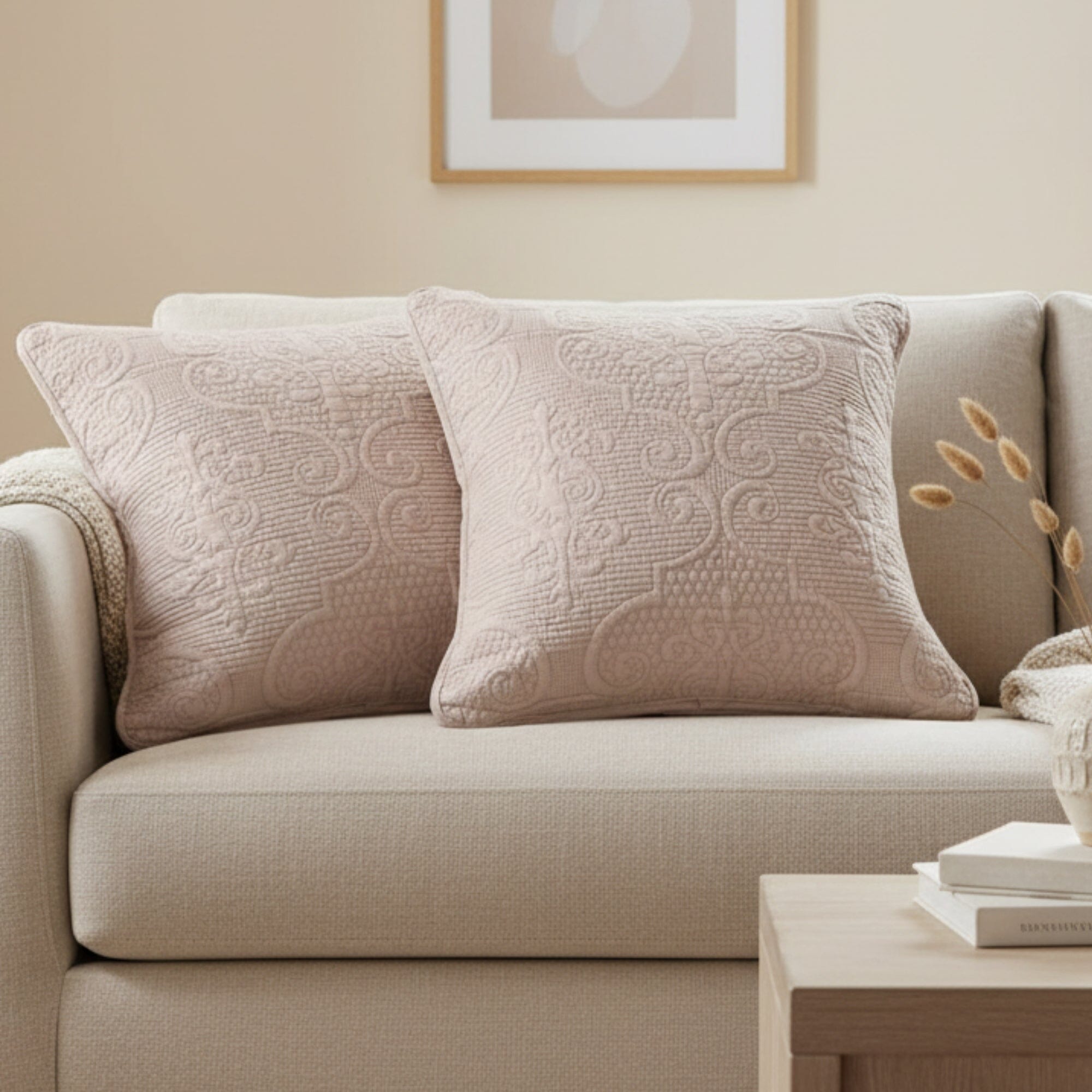 "Sandy Beige Taupe Square Throw Pillow Covers, 18"" x 18"""