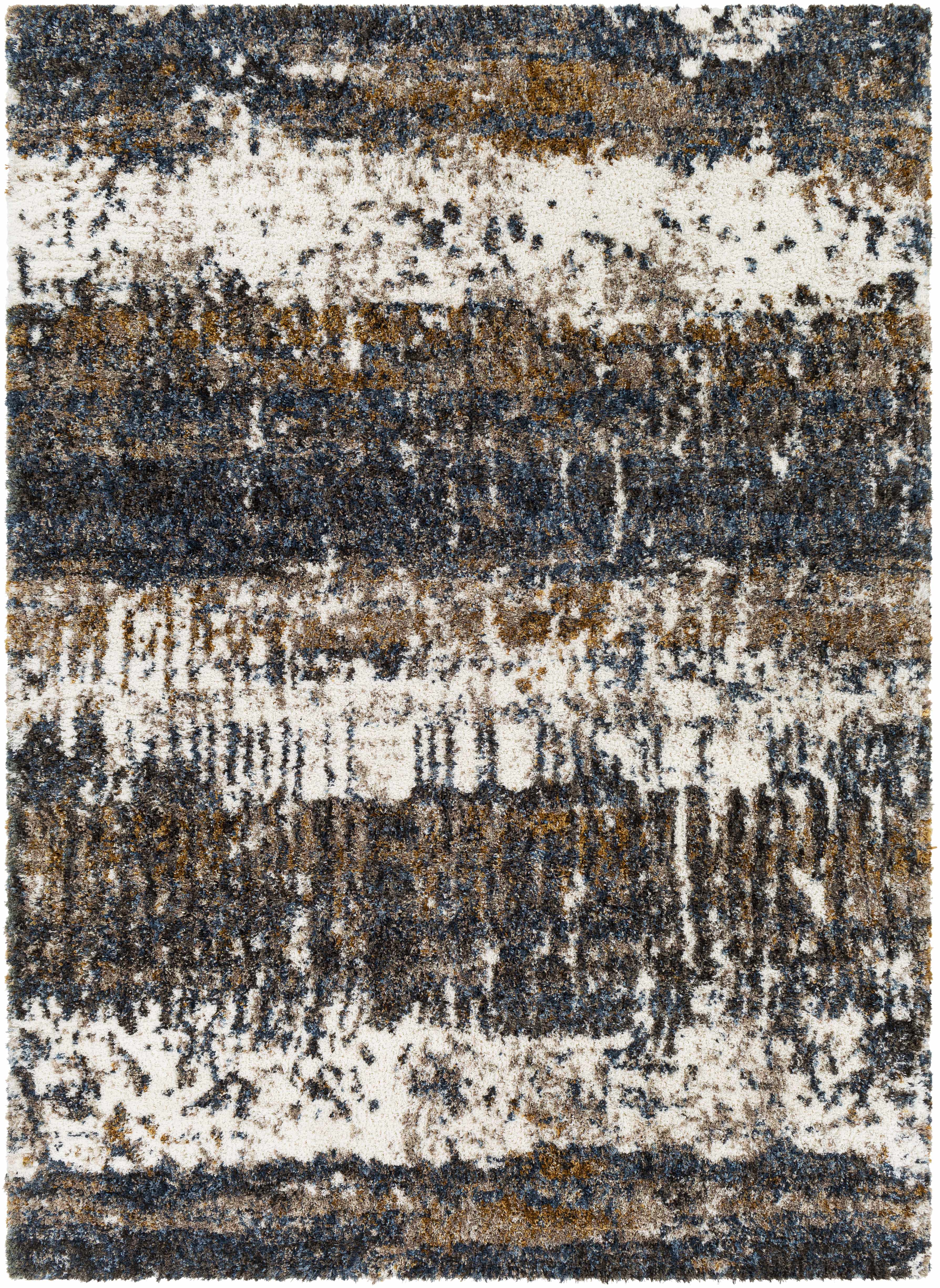 "Full view of rectangular Arboles Abstract Area Rug with plush texture and modern design, ideal for home and garden decor."
