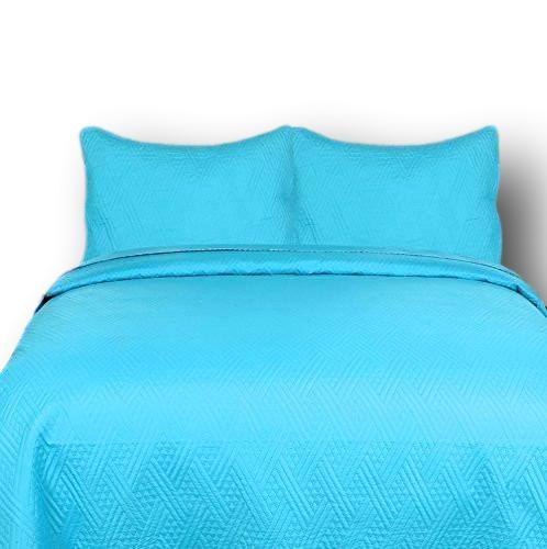 Gentle Wave Turquoise Teal Blue Lagoon Lightweight Quilted Bedspread Set