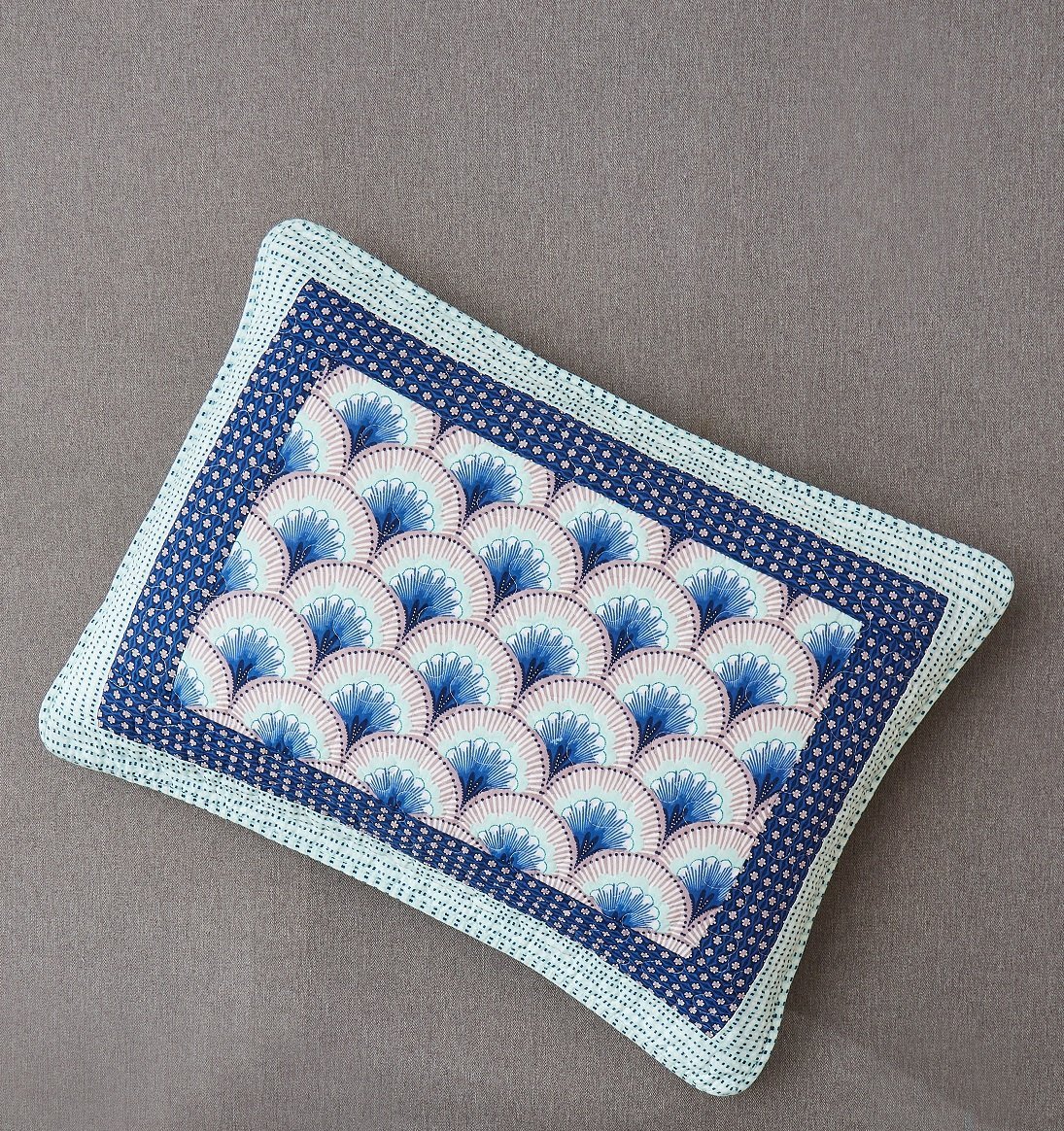 Mediterranean Blue Mint Green Patchwork Quilted Bedspread Set