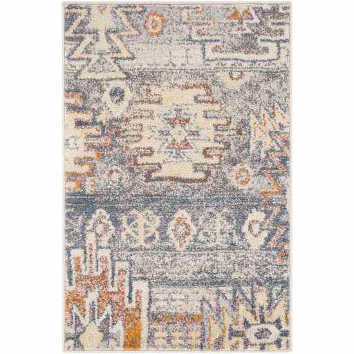 Rectangular Blackmoor Aztec Area Rug showcasing bold geometric Southwestern design in multicolor tones. Ideal for home decor accents.