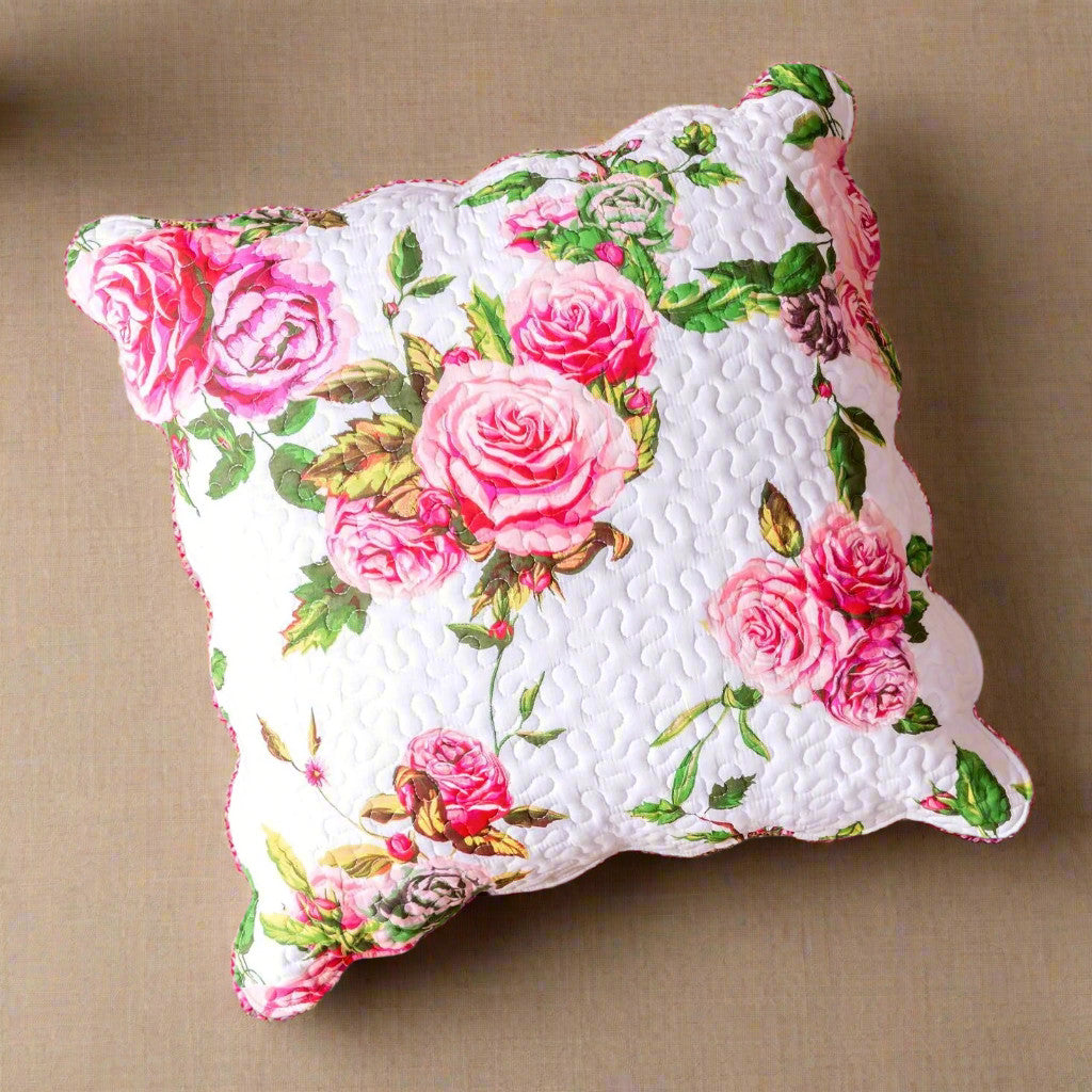 "DaDa Bedding Romantic Roses Spring Floral Pink Euro Pillow Sham Cover, 26"" x 26"" (JHW879) by DaDa Bedding Collection"
